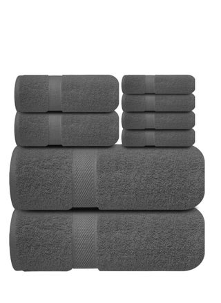 premium grey bath towels set pack of 8 100 cotton highly absorbent 2 bath towels 2 hand towels and 4 washcloths luxury hotel spa quality bath towels for bathroom by infinitee xclusives - pzsku/Z87F4F2B0B20721F0C753Z/45/1752220602/38a62413-b177-42bc-86bf-6674bc61c912