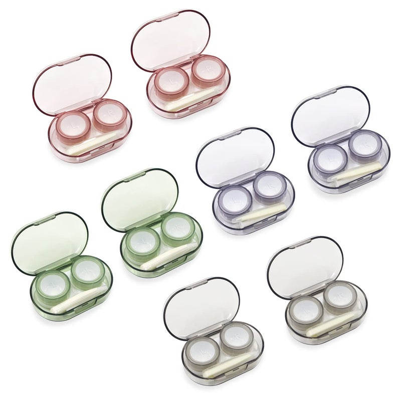 Modixun 8 Pack Clear Contact Lens Case with InserterRemover Tweezer 4 Colors LeakProof Bulk Contact Cases with Box Lenses Holder Kit with LR Mark Style B