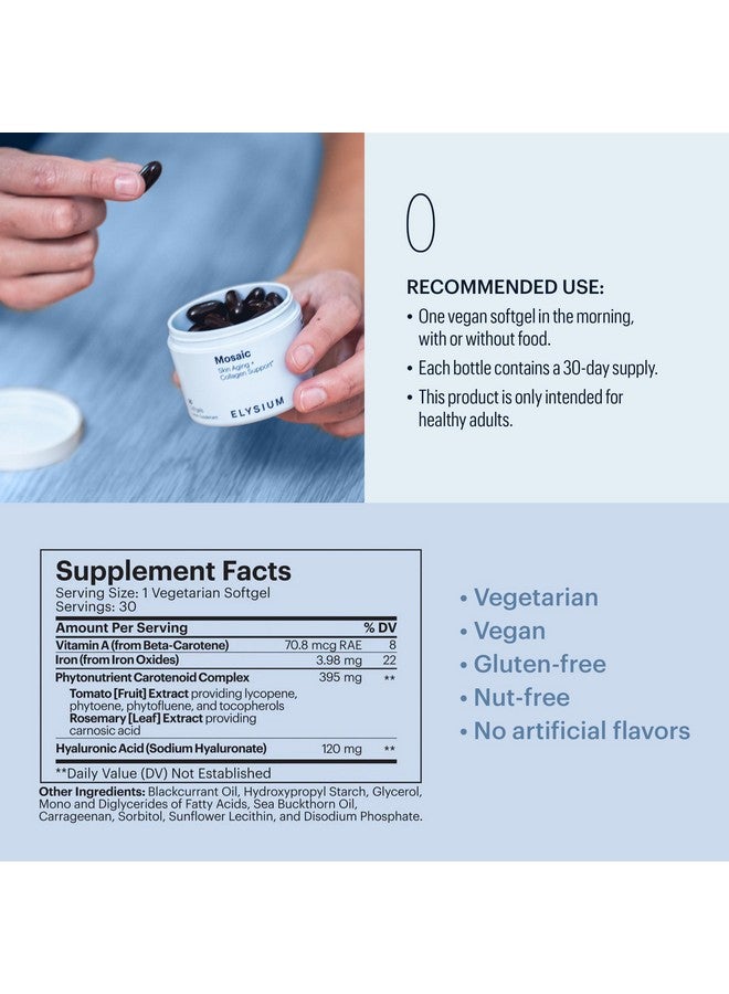 ELYSIUM Mosaic - Hyaluronic Acid Supplement - Clinically Proven - Fights Fine Lines & Skin Aging - Collagen Supplement - 30-Day Supply (Vegan Softgels) - Image 4