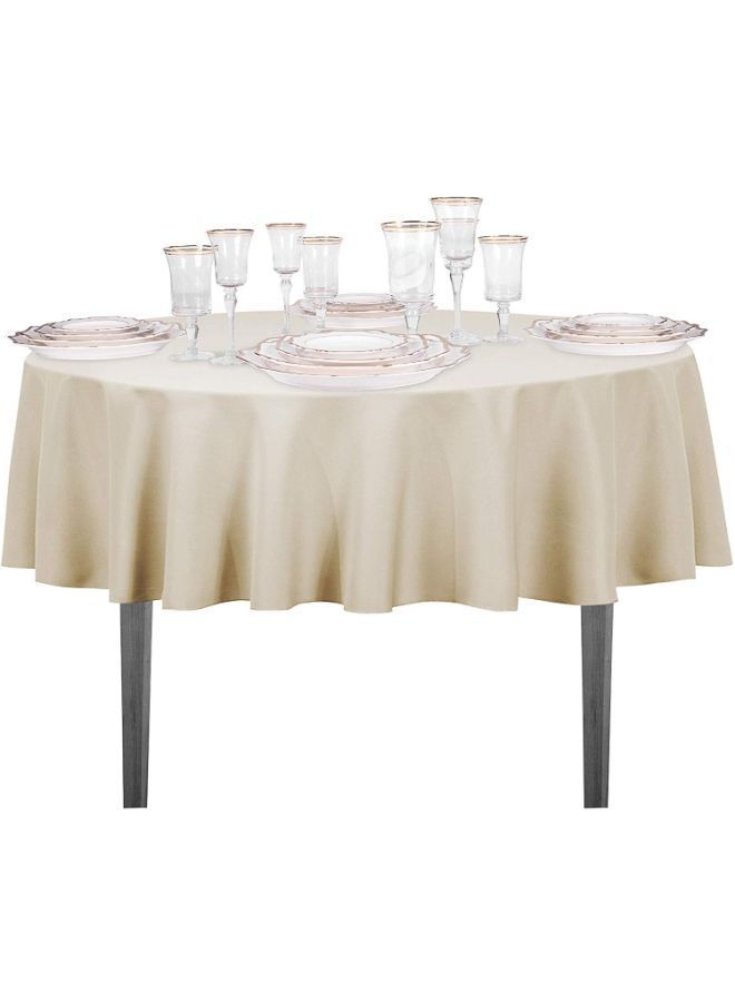 NIBEMINENT Solid Pattern Table Cloth Beige 70inch - Image 3