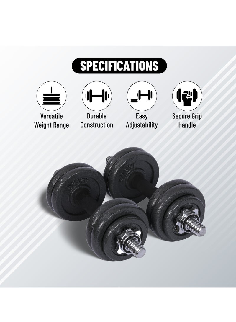 بلا نهاية مجموعة دمبل قابلة للتعديل من الحديد الزهر 15 كجم (33 رطلاً) (2 * 7.5 كجم) | مثالي لكمال الأجسام واللياقة البدنية ورفع الأثقال والتدريب في المنزل أو صالة الألعاب الرياضية - Image 2