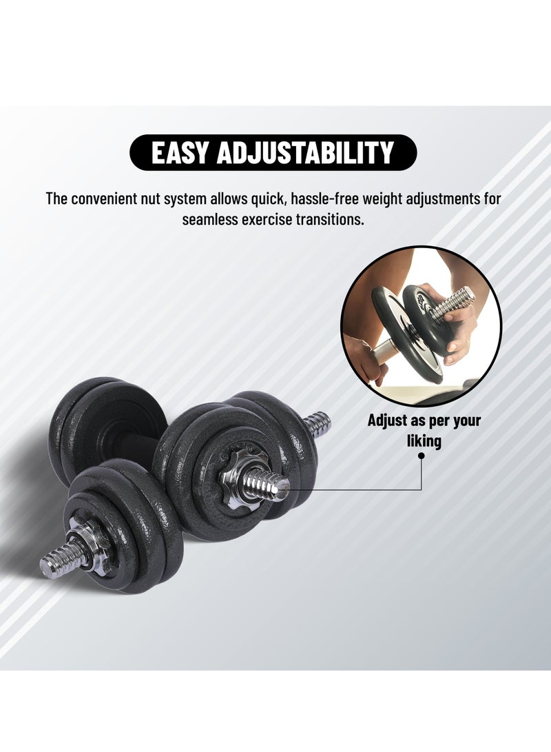 بلا نهاية مجموعة دمبل قابلة للتعديل من الحديد الزهر 15 كجم (33 رطلاً) (2 * 7.5 كجم) | مثالي لكمال الأجسام واللياقة البدنية ورفع الأثقال والتدريب في المنزل أو صالة الألعاب الرياضية - Image 5
