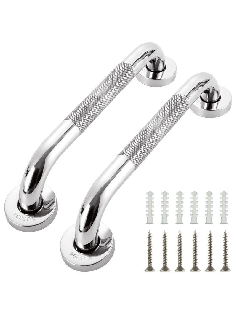 SYOSI Chrome Stainless Steel Grab Rails for Bathroom, 12 Inch Anti-Slip Shower Handles for Seniors, Disabled, Elderly, Safety Shower Handle Support Rails, Toilet Grab Handle, 2 PCS  - Image 5