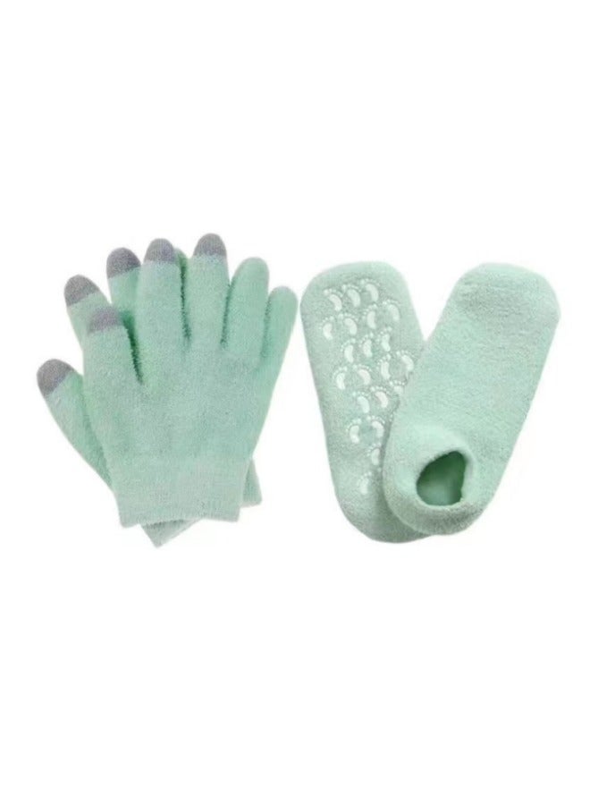 4Pcs REVIVE Moisturizing Gel Glove and Foot Set Green - Image 2