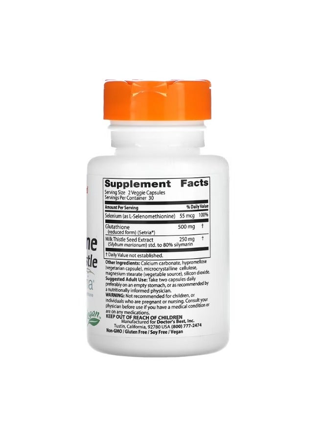 دكتورز بست Glutathione  Milk Thistle  60 Veggie Caps - Image 2
