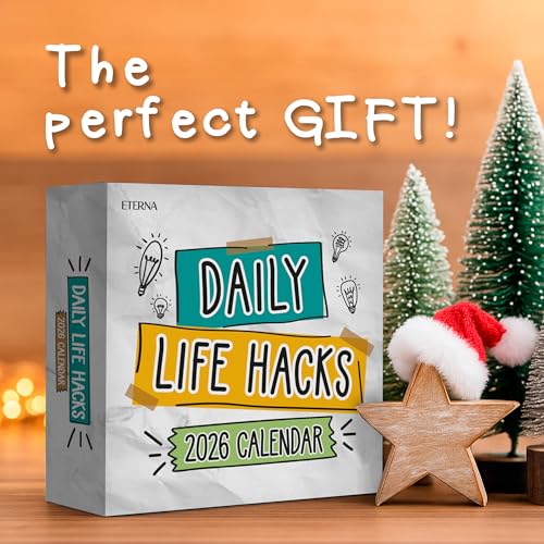 Eterna Goods 2026 Daily Life Hacks Desktop Calendar | Day To Day Tear Off Calendar with 365 Interesting Hacks & Facts for Everyday of the Year, Fun Box Calendar Gift For Men or Women, Christmas Stocking Stuffer Gift for Home or Office - Image 4