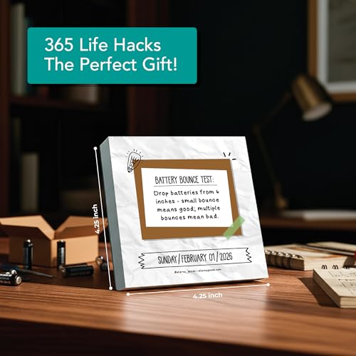 Eterna Goods 2026 Daily Life Hacks Desktop Calendar | Day To Day Tear Off Calendar with 365 Interesting Hacks & Facts for Everyday of the Year, Fun Box Calendar Gift For Men or Women, Christmas Stocking Stuffer Gift for Home or Office - Image 2