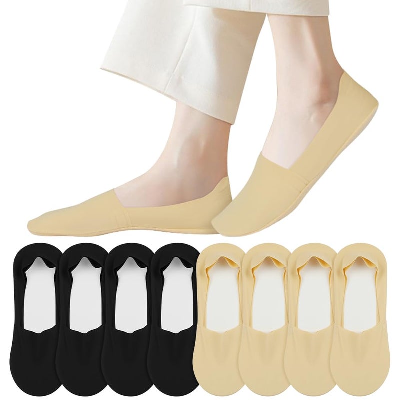 OFFCUP 8 Paires Chaussettes Invisibles Femme, Antidérapantes Chaussettes de Ballerine Respirantes Courtes Chaussures Socquettes Protège Pied pour Talons Hauts Plates Basse, Taille 35-42 - Image 1