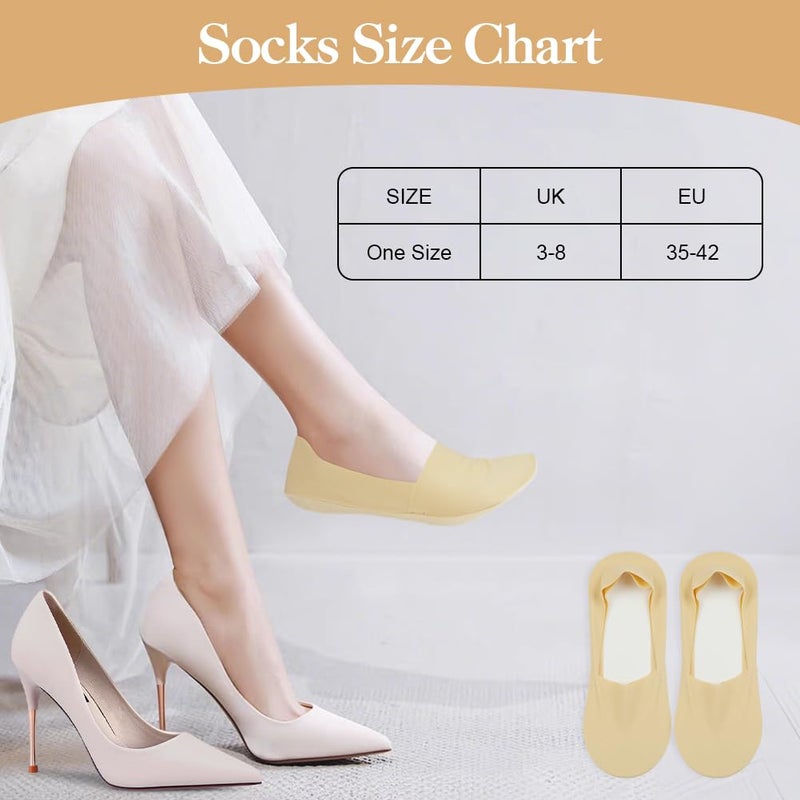 OFFCUP 8 Paires Chaussettes Invisibles Femme, Antidérapantes Chaussettes de Ballerine Respirantes Courtes Chaussures Socquettes Protège Pied pour Talons Hauts Plates Basse, Taille 35-42 - Image 4