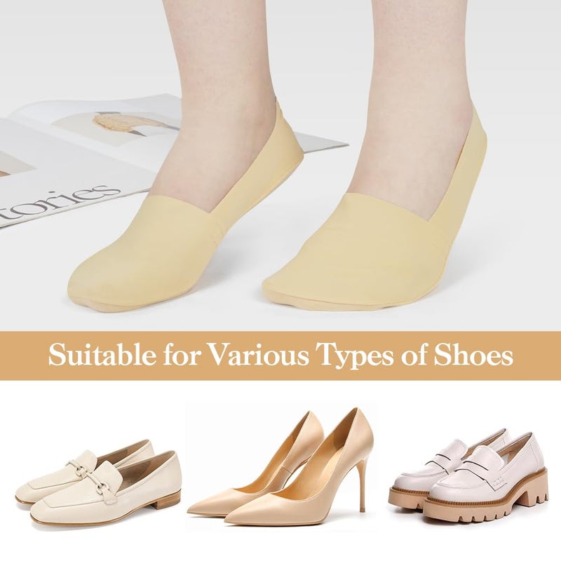 OFFCUP 8 Paires Chaussettes Invisibles Femme, Antidérapantes Chaussettes de Ballerine Respirantes Courtes Chaussures Socquettes Protège Pied pour Talons Hauts Plates Basse, Taille 35-42 - Image 3