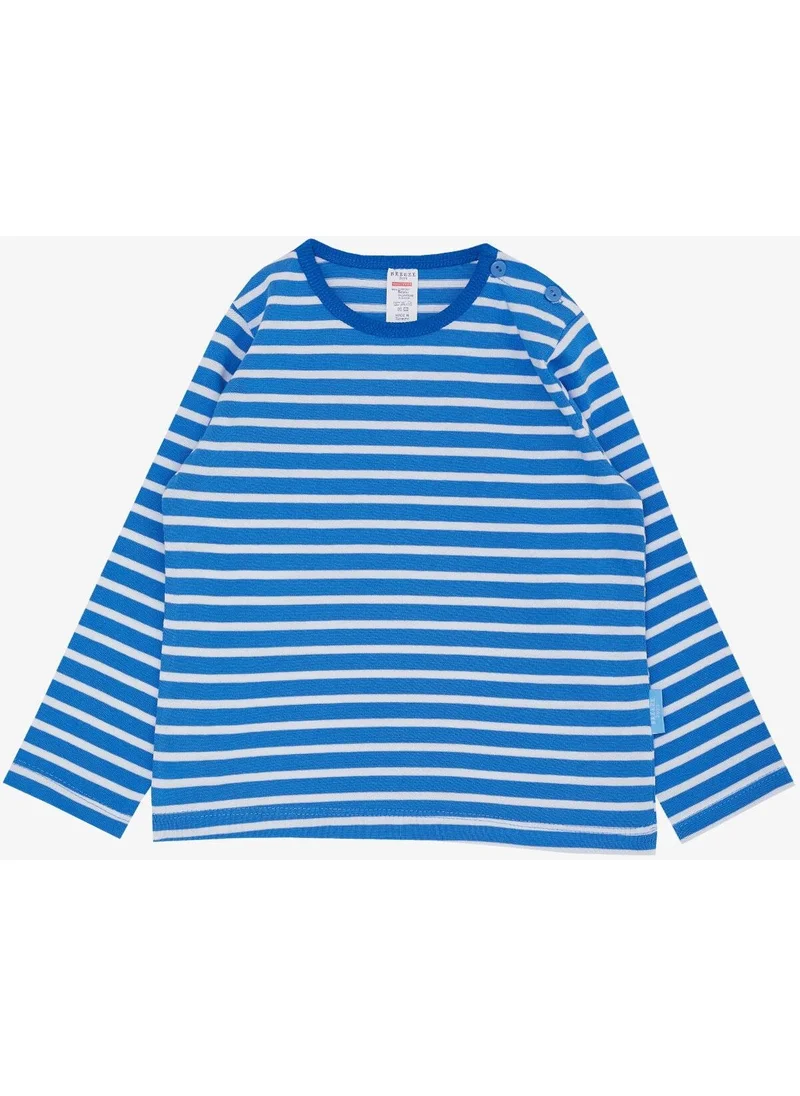 Breeze Baby Boy Long Sleeve T-Shirt Patchwork Striped 9 Months-3 Years, Saks Blue