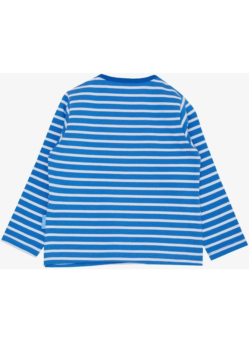 Breeze Baby Boy Long Sleeve T-Shirt Patchwork Striped 9 Months-3 Years, Saks Blue
