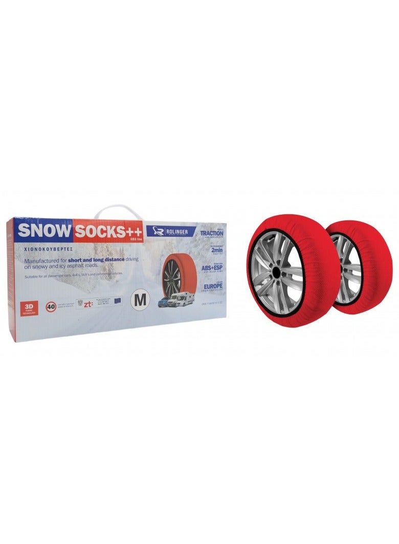 Auto Snow Socks for Tires, Emergency Snow Traction for Vehicles Safe Travel on Ice, Frost, Snow, Extra Durable Snow Chains Equivalent Tire Chain Alternative Tire Socks Active Series in red(SIZE M) - Image 2