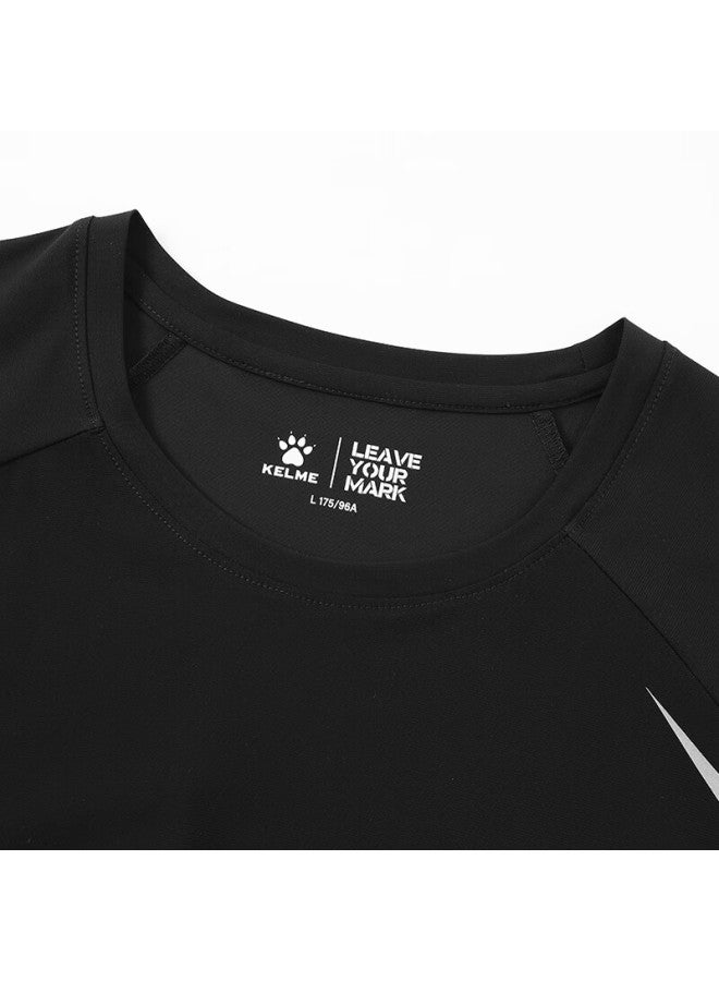 KELME Men'S Summer New Outdoor Running Fitness Training Breathable Short Sleeve T-Shirt Obsidian Black L - Image 5