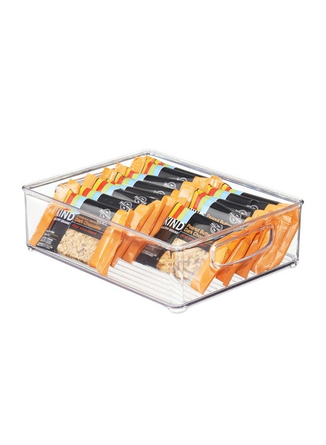 إنترديزاين سلة تخزين بلاستيكية لينوس من آي ديزاين بمقابض للمطبخ والثلاجة والفريزر والمخزن وتنظيم الخزائن، خالية من مادة BPA، شفافة - Image 1