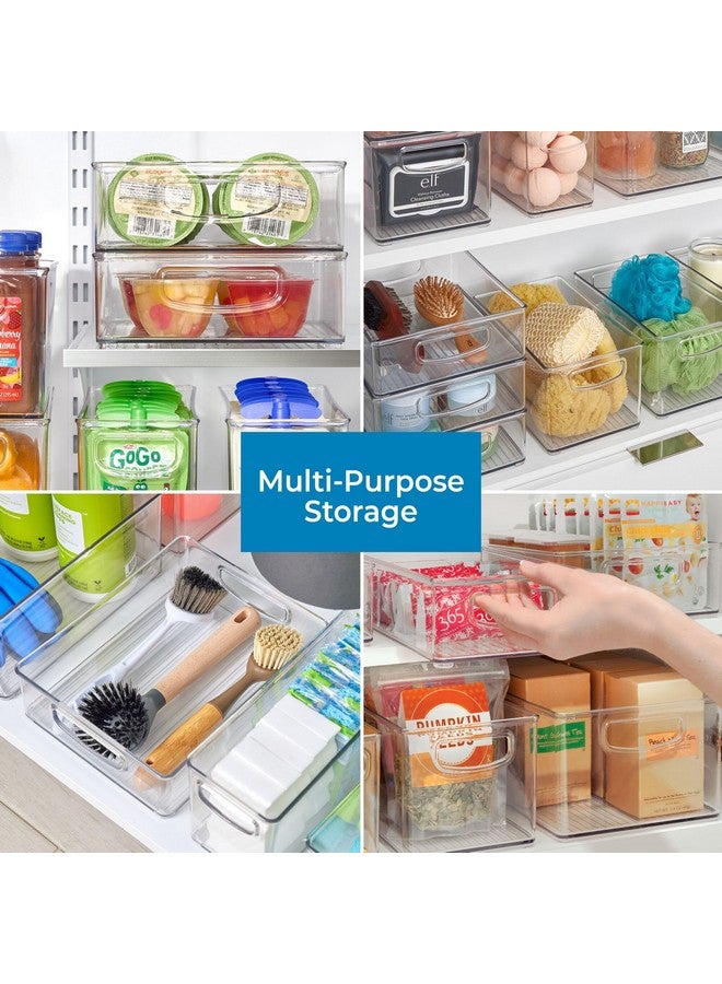 إنترديزاين سلة تخزين بلاستيكية لينوس من آي ديزاين بمقابض للمطبخ والثلاجة والفريزر والمخزن وتنظيم الخزائن، خالية من مادة BPA، شفافة - Image 4