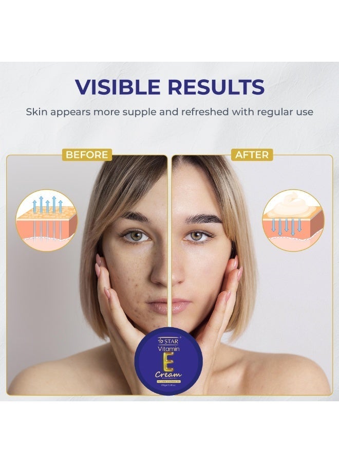 SZ Star Vitamin E Cream 150g x 3, Daily Moisturiser with Glycerin for Soft Skin, Nourishing Hydration Cream and Non-Greasy Skincare for Face and Body, Absorbs Quickly for Comfort and Radiant Glow - Image 4