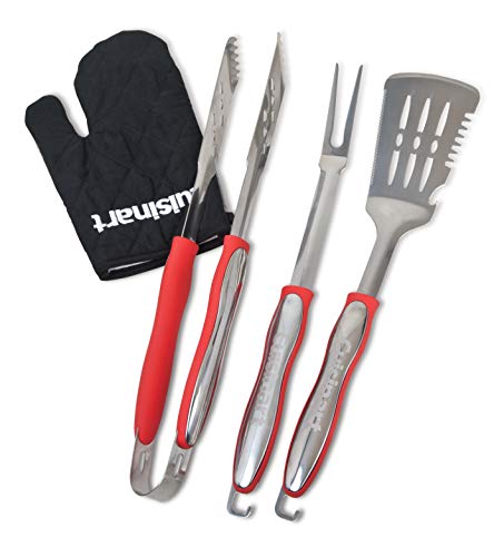 Cuisinart 3Piece Stainless Steel BBQ Grilling Tool Set with Grill Glove Outdoor Grill Accessories Perfect Grilling Gift for Men Dads Grill Masters CGS134 - Image 1