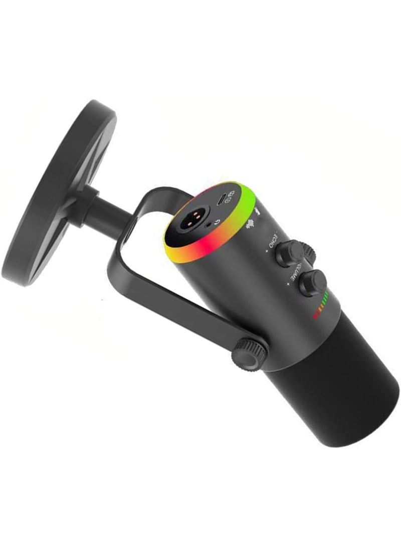 ميكروفون مكثف USB عام مع تحكم باللمس، تقليل الضوضاء ENC، إضاءة RGB، أسود - Image 3