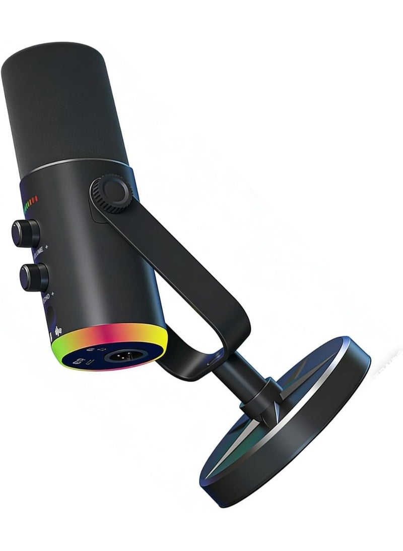 ميكروفون مكثف USB عام مع تحكم باللمس، تقليل الضوضاء ENC، إضاءة RGB، أسود - Image 2