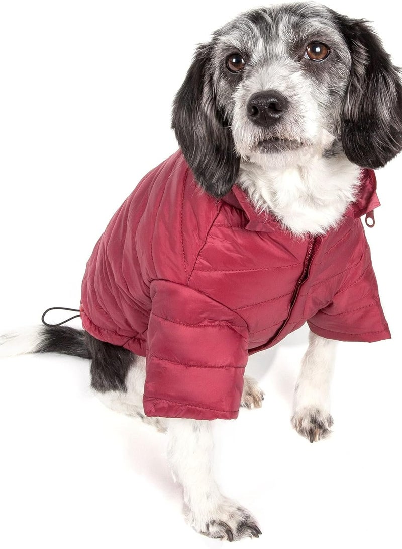 يو أيه أر أو أن إي معطف شتوي أحمر كبير جدًا للكلاب - طول الظهر 48 سم، طول الرقبة 40-41 سم، طول الصدر 54-60 سم، جاكيت خفيف الوزن قابل للطي بسحاب مخفي