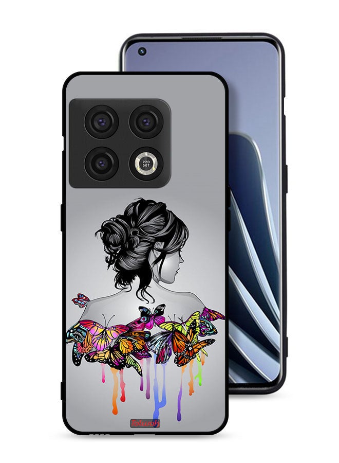 Tolwak OnePlus 10 Pro 5G Protective Case Cover Butterflies And Girl Abstract Art - Image 1