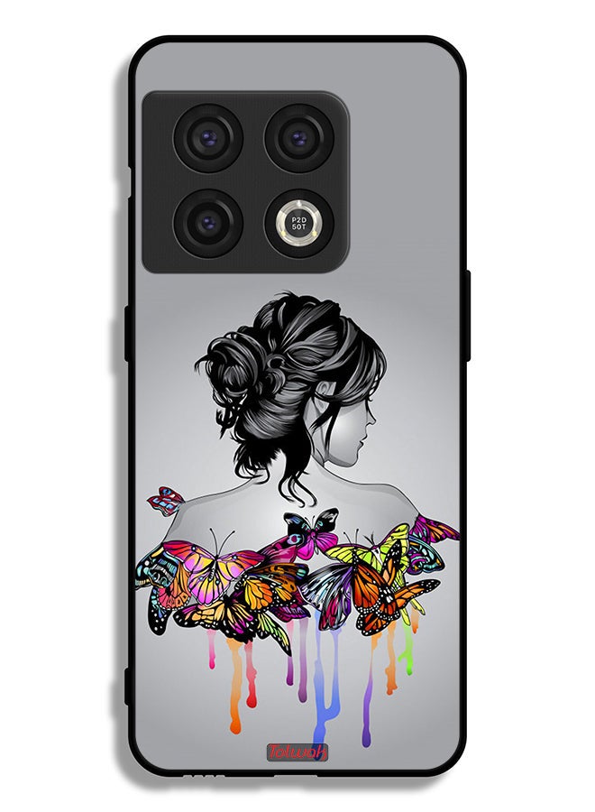 Tolwak OnePlus 10 Pro 5G Protective Case Cover Butterflies And Girl Abstract Art - Image 2