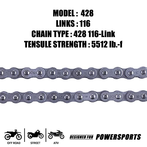 MRELC 428H Motorcycle Chain+ Chain Breaker,116-links Heavy Duty Drive Chain - Image 2