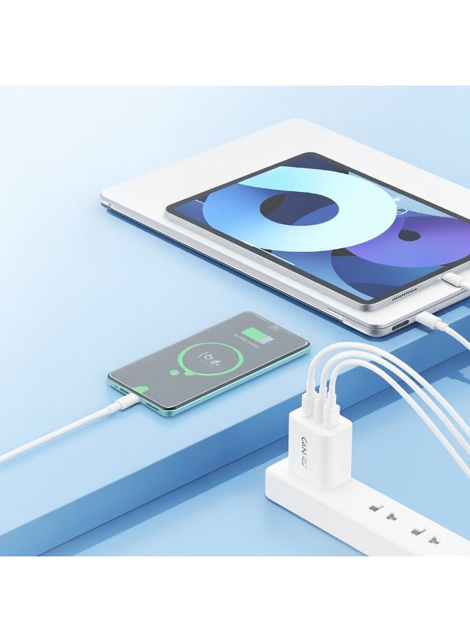 فونينج شاحن سريع FONENG GaN10-EU بقدرة 65W متعدد المنافذ– يدعم الشحن السريع PD / QC / PPS – لون أبيض - Image 4