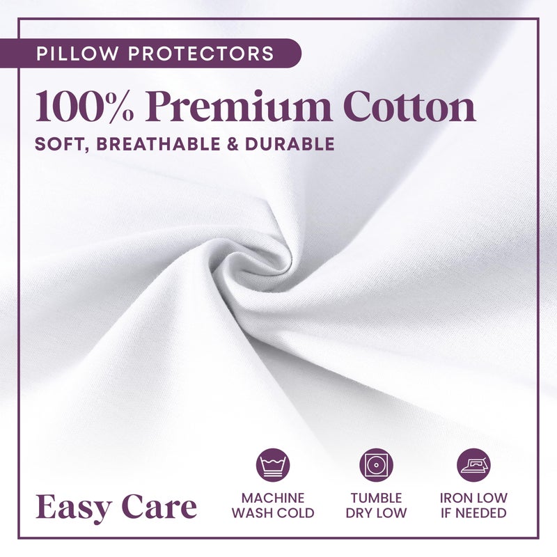 CIRCLESHOME King Size Pillow Protector 100% Cotton - Zippered, Breathable & Quiet (2 Pack) White Pillow Covers Protects from Dirt, Debris (King - Set of 2 - 20x36) - Image 4