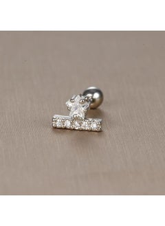 نيبمينينت Golden Earrings Stainless Steel Thin Rod Ear Studs Micro Inlaid Zircon Bone Nails Creative Jewelry 