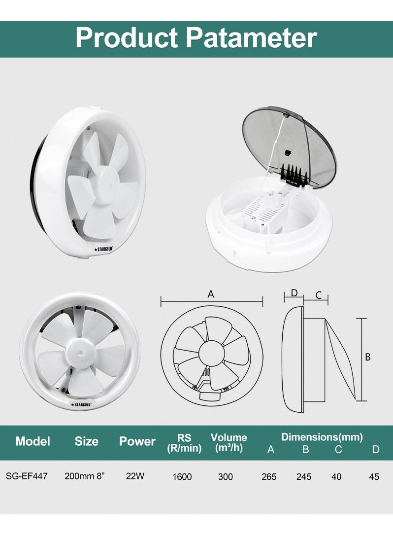 Stargold Exhaust Fan 22W With  Powerful Copper Motor For Long Life Time 8 Inch  - Image 3