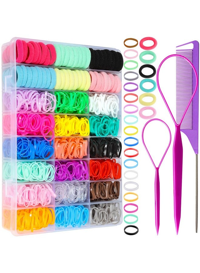 YGDZ Elastic Hair Bands 1500Pcs Rubber Bands For Hair 80Pcs Cotton Toddler Hair Ties Colorful Small Ponytail Holders Hair Accessories For Girl Toddler - Image 1