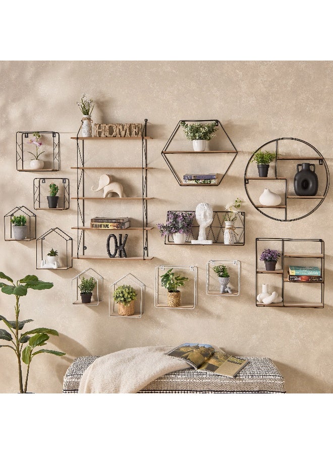Home Box Sera Foldable Metal Wall Shelf with MDF Boards 46 x 40 x 10 cm - Image 5