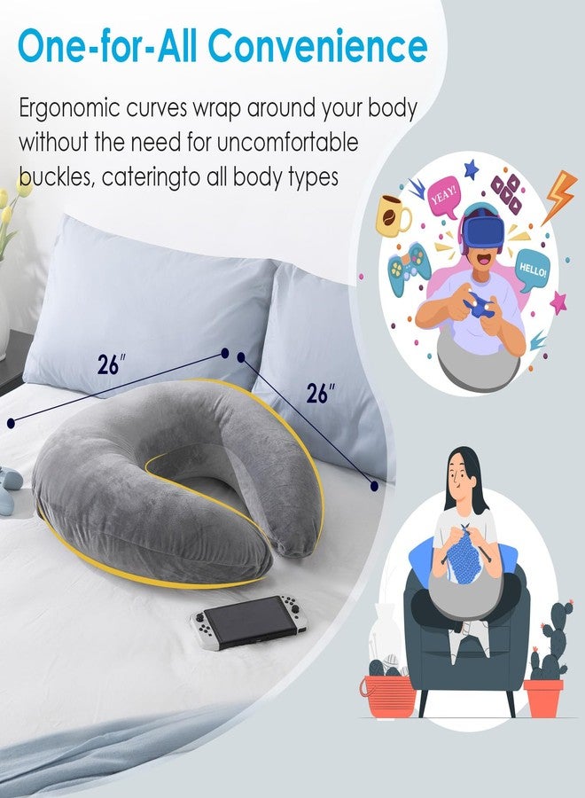 QUEEN ROSE Reading Pillow, Gaming Pillow for Lap Replacement Cover, Soft Velvet Grey - Image 4