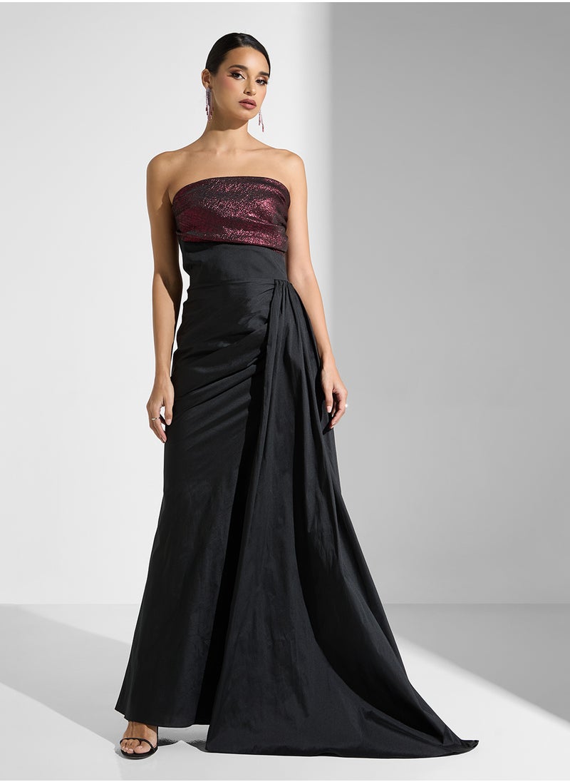 Namshi x Two Toned Dress With Side Trail  - Image 1