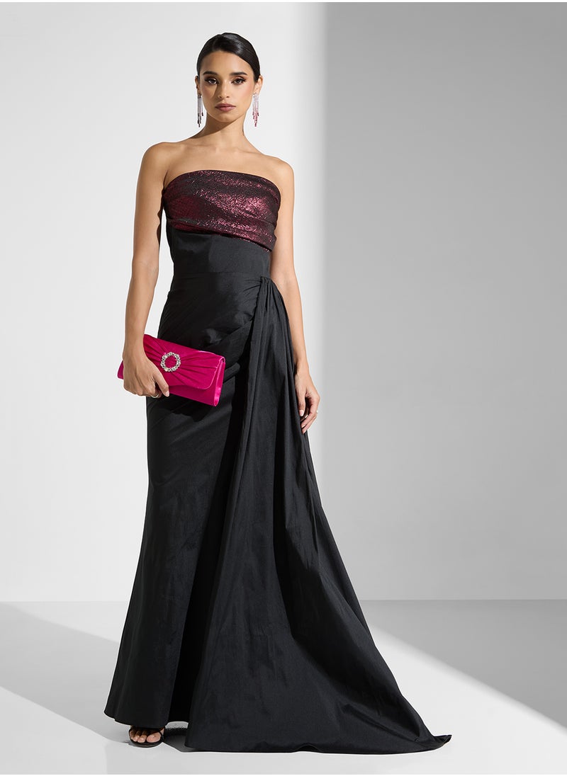 Namshi x Two Toned Dress With Side Trail  - Image 5