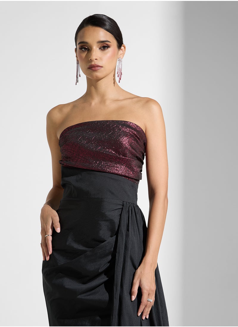 Namshi x Two Toned Dress With Side Trail  - Image 3