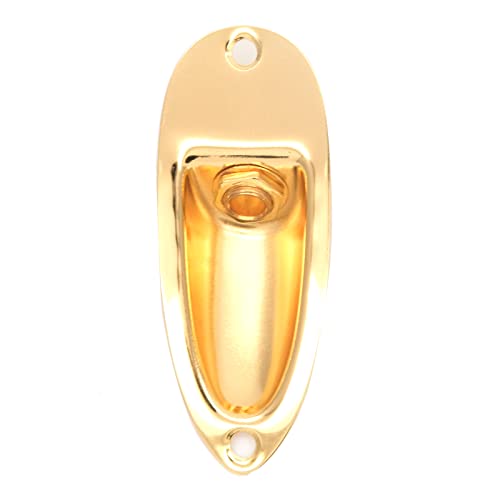 harpfeas Guitar Input Jack Socket Plate Output Loaded Boat Style 1/4 Inch for Fender Stratocaster Strat St Mono Electric Guitar (Gold) - Image 2