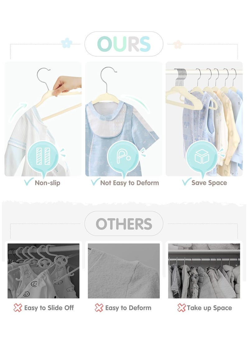 TYCOM \Kids Velvet Clothes Hangers 50 Pack  Thin Space Saving Coats Clothes Hangers Non-Slip Suit Hangers with 360 Degree Swivel Hook Hold Up to 5KG for Jackets Pants Dress Kids 50 Pack  - Image 3
