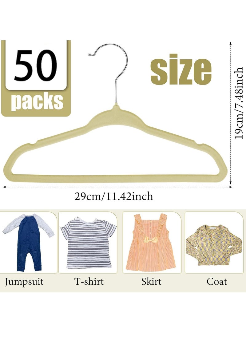 TYCOM \Kids Velvet Clothes Hangers 50 Pack  Thin Space Saving Coats Clothes Hangers Non-Slip Suit Hangers with 360 Degree Swivel Hook Hold Up to 5KG for Jackets Pants Dress Kids 50 Pack  - Image 2