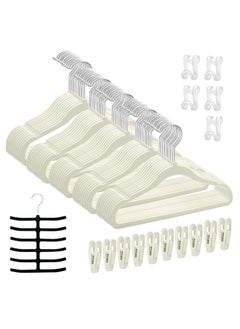 TYCOM \Kids Velvet Clothes Hangers 50 Pack  Thin Space Saving Coats Clothes Hangers Non-Slip Suit Hangers with 360 Degree Swivel Hook Hold Up to 5KG for Jackets Pants Dress Kids 50 Pack  - Image 1