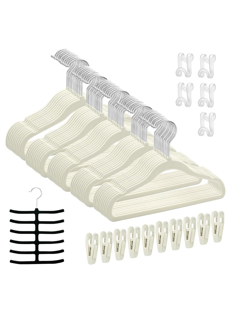 TYCOM \Kids Velvet Clothes Hangers 50 Pack  Thin Space Saving Coats Clothes Hangers Non-Slip Suit Hangers with 360 Degree Swivel Hook Hold Up to 5KG for Jackets Pants Dress Kids 50 Pack  - Image 1