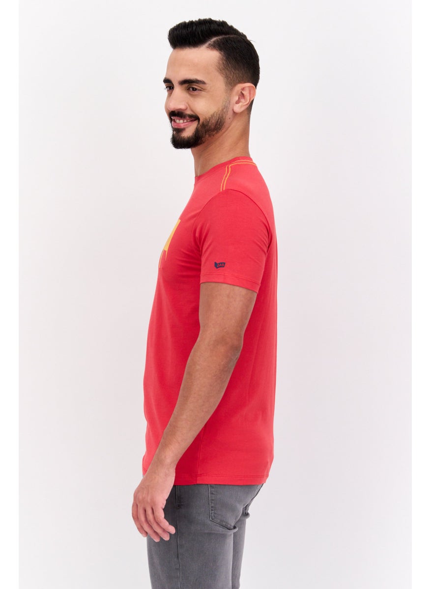 GAS Men Slim Fit Crew Neck Short Sleeve Graphic Print T Shirt, Red Combo  - Image 4