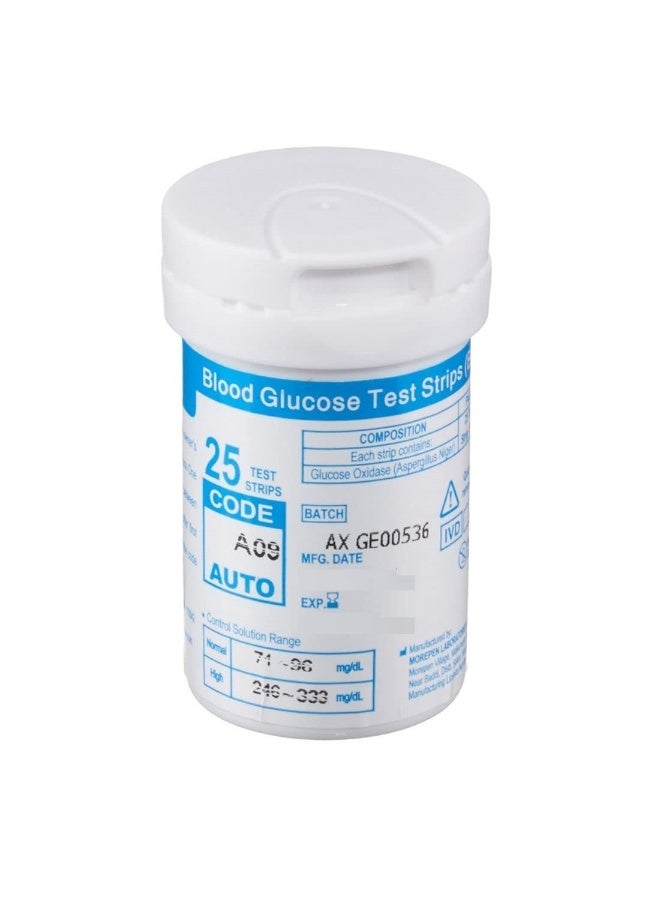 دكتور.موربين شرائط اختبار مستوى الجلوكوز في الدم Dr. Morepen BG-03، عبوة تحتوي على 25 شريطاً (بدون جهاز قياس) - Image 2