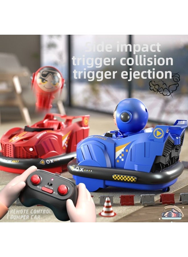 Generic Children's Remote Control Bumper Car Double Play Drift Mini Catapult Figure Kart Parent-child Interactive Toys Wholesale-Color:Remote Control Bumper Car [blue] Single-Scale:Top Configuration [comes With Remote Control Battery + Screwdriver] Three Batteries  - Image 2