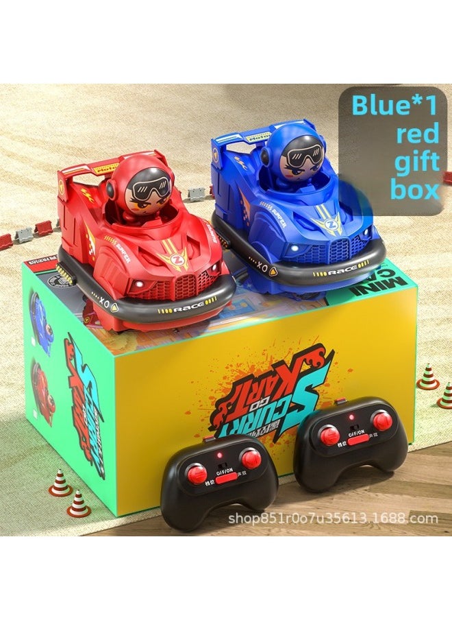 Generic Children's Remote Control Bumper Car Double Play Drift Mini Catapult Figure Kart Parent-child Interactive Toys Wholesale-Color:Remote Control Bumper Car [blue] Single-Scale:Top Configuration [comes With Remote Control Battery + Screwdriver] Three Batteries  - Image 1