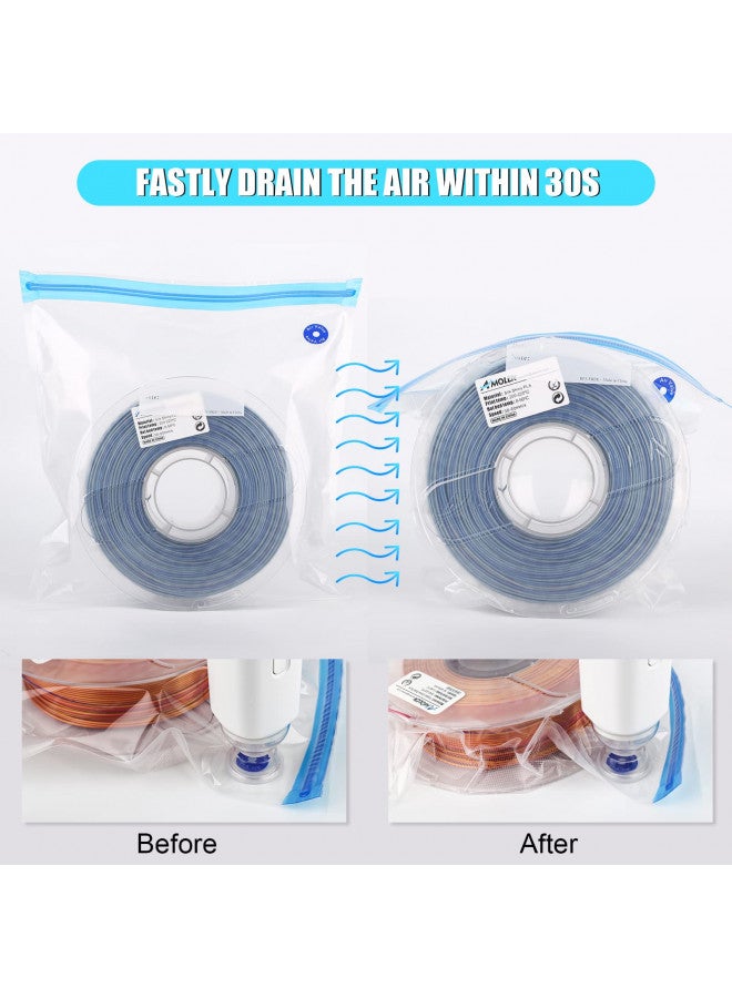 AMOLEN Filament Storage Bags Vacuum Kit, Cleaning Drying Sealed 16 Bags with Two Sizes for 3D Printer Filament with Automatic Pumps/Desiccants/Clips - Image 3