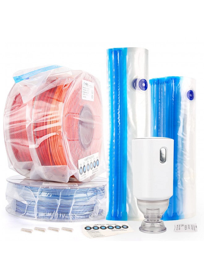 AMOLEN Filament Storage Bags Vacuum Kit, Cleaning Drying Sealed 16 Bags with Two Sizes for 3D Printer Filament with Automatic Pumps/Desiccants/Clips - Image 1