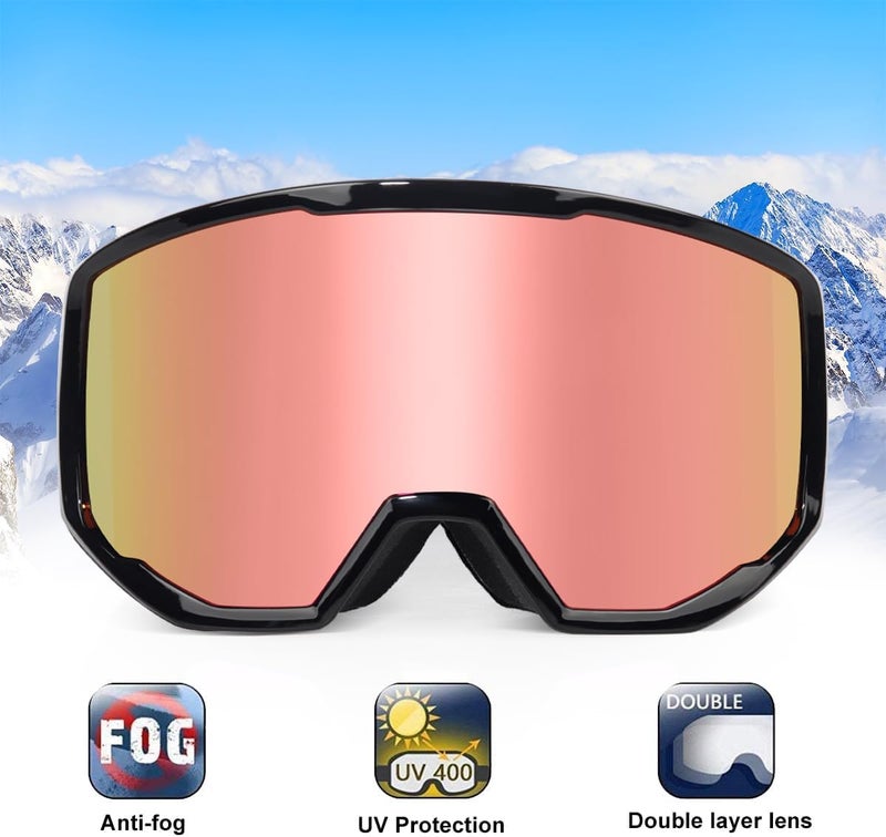 EXP VISION Ski/Snowboard Goggles for Men Women, OTG Snow Goggles Anti Fog UV Protection - Image 4